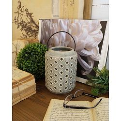 Šedá keramická lucerna Orchidea Milano Antique, výška 18 cm