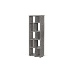 Šedá knihovna v betonovém dekoru TemaHome Berlin, výška 198 cm