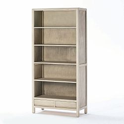 Šedá knihovna z lakovaného dřeva borovice Thai Natura, 90 x 190 cm