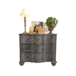 Šedá komoda z mahagonového dřeva Orchidea Milano Antique, výška 105 cm