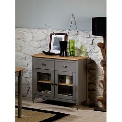 Šedá komoda z masivního borovicového dřeva se 2 zásuvkami Marckeric Iryna