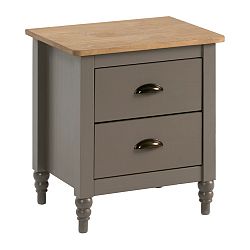 Šedá noční stolek z masivního borovicového dřeva se 2 zásuvkami Marckeric Joyce