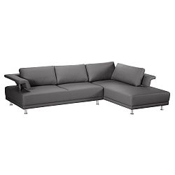 Šedá pohovka Florenzzi Einaudi s lenoškou na pravé straně