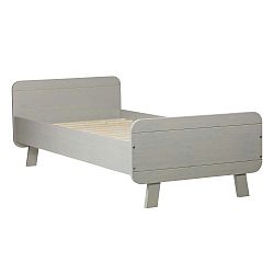 Šedá postel z masivního borovicového dřeva WOOOD Sammie, 95 x 205 cm