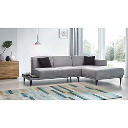 Šedá rohová třímístná pohovka Bobochic Paris Leo, pravý roh