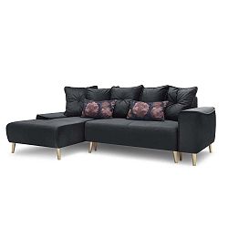 Šedá rozkládací čtyřmístná pohovka Bobochic Paris Hera, levý roh