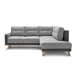 Šedá rozkládací rohová pohovka Bobochic Paris Double Balio, pravý roh