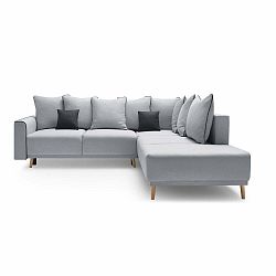 Šedá rozkládací rohová pohovka Bobochic Paris Mola L, pravý roh