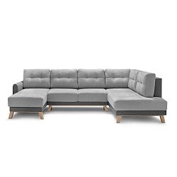 Šedá rozkládací rohová pohovka s lenoškou Bobochic Paris Double Balio, levý roh