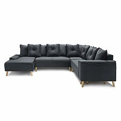 Šedá sametová rozkládací pohovka do