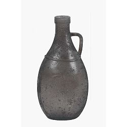 Šedá skleněná váza s uchem z recyklovaného skla Ego Dekor, výška 26 cm