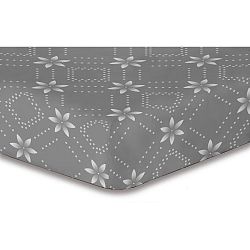 Šedé elastické prostěradlo se vzorem DecoKing Hypnosis Snowynight, 200 x 220 cm