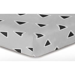 Šedé elastické prostěradlo se vzorem DecoKing Triangle, 220 x 220 cm