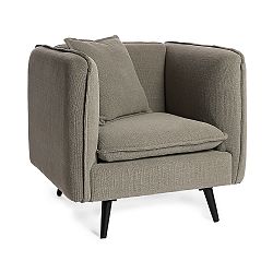 Šedé křeslo s nohami z kaučukovníkového dřeva Simla Simple