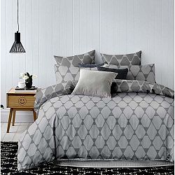 Šedé oboustranné povlečení na jednolůžko z mikrovlákna DecoKing Hypnosis Rhombuses, 220 x 140 cm