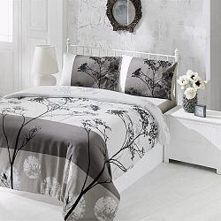 Šedé povlečení a prostěradlo na dvoulůžko Blezza, 200 x 220 cm