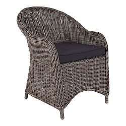 Šedé venkovní křeslo z umělého ratanu s polštářem House Nordic Real