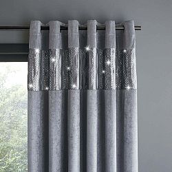 Šedé závěsy v sadě 2 ks 117x229 cm Crushed Velvet Glamour Sequin – Catherine Lansfield