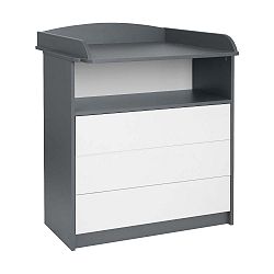 Šedo-bílá komoda s přebalovacím pultem KICOTI Moon