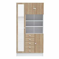 Šedo-bílá koupelnová skříňka 90x182 cm Combi – TemaHome