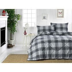 Šedo-bílý prošívaný přehoz na dvoulůžko Country Harmony, 195 x 215 cm