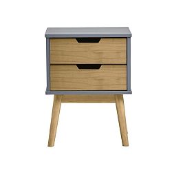 Šedo-hnědý noční stolek z masivního borovicového dřeva Marckeric Baku
