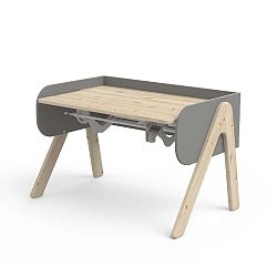 Šedo-hnědý psací stůl z borovicového dřeva s nastavitelnou výškou Flexa Woody