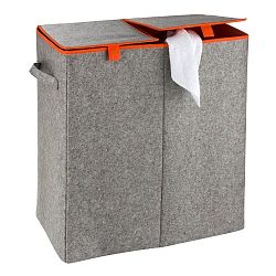 Šedo-oranžový dvojitý koš na prádlo Wenko Duo, 82 l