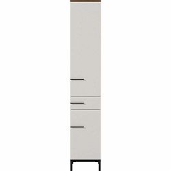 Šedobéžová vysoká koupelnová skříňka v dekoru ořechu 34x190 cm Yonkers - Germania