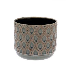 Šedohnědý keramický květináč Dakls Rusto, výška 11,3 cm
