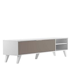 Šedohnědý televizní stolek s bílým korpusem TemaHome Prism