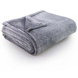 Šedomodrá deka z mikrovlákna DecoKing Fluff Charcoal, 220 x 240 cm