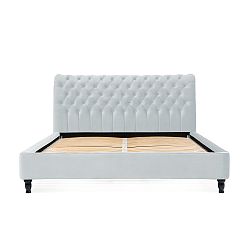 Šedomodrá postel z bukového dřeva s černými nohami Vivonita Allon, 180 x 200 cm