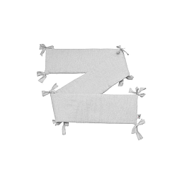 Šedý dětský lněný ochranný mantinel do postýlky BELLAMY Stripes, 23,5 x 198 cm