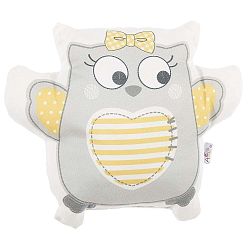Šedý dětský polštářek s příměsí bavlny Apolena Pillow Toy Owl, 32 x 26 cm