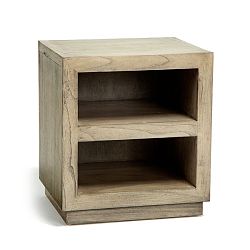 Šedý dřevěný noční stolek Thai Natura Boxy, 50 x 55 cm