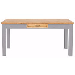 Šedý jídelní stůl z masivního borovicového dřeva se zásuvkou Støraa Suzie