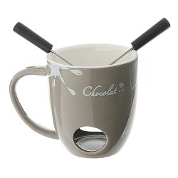 Šedý keramický šálek na čokoládové fondue Kasanova Chocolat