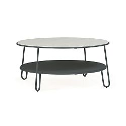 Šedý konferenční stolek s mramorovou deskou HARTÔ Eugénie, ⌀ 90 cm