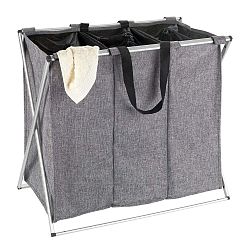 Šedý koš se třemi sektory na prádlo Wenko Trilogia, 130 l