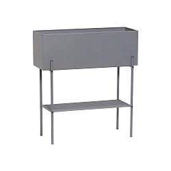 Šedý kovový květináč na podstavci s policí Hübsch Metal