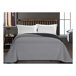 Šedý oboustranný přehoz z mikrovlákna DecoKing Axel Charcoal Silver, 170 x 210 cm