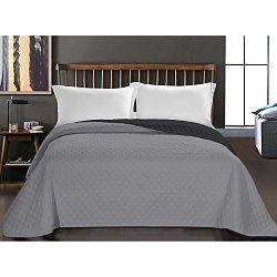 Šedý oboustranný přehoz z mikrovlákna DecoKing Axel Charcoal Silver, 260 x 280 cm