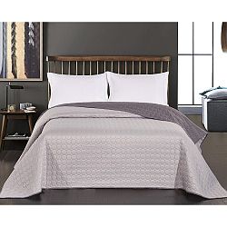 Šedý oboustranný přehoz z mikrovlákna DecoKing Salise Steel, 170 x 270 cm