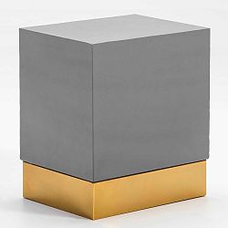 Šedý odkládací stolek s detailem ve zlaté barvě Thai Natura, délka 41 cm