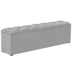 Šedý otoman k posteli s úložným prostorem Kooko Home Manna, 47 x 180 cm