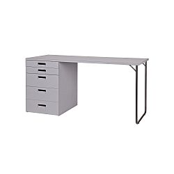 Šedý pracovní stůl s 5 zásuvkami De Eekhoorn Store