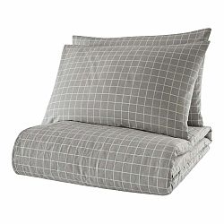 Šedý přehoz přes postel se 2 povlaky na polštář z ranforce bavlny Mijolnir Monte, 225 x 240 cm