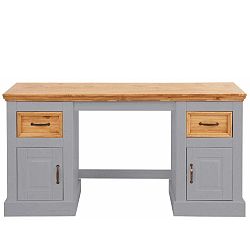 Šedý psací stůl z masivního borovicového dřeva Støraa Suzie