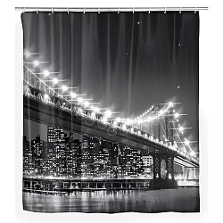 Šedý sprchový závěs Wenko Led Brooklyn Bridge, 180 x 200 cm